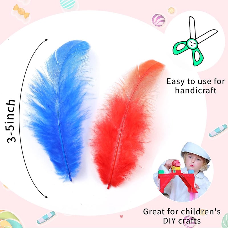 Soarer Colorful Craft Rooster Feathers - 300pcs 3-5inch Colored Feathers Bulk for Kindergarten DIY Crafts,Wedding Home Party Decorations,Dream Catcher Supplies(Rooster Colorful) - Image 3